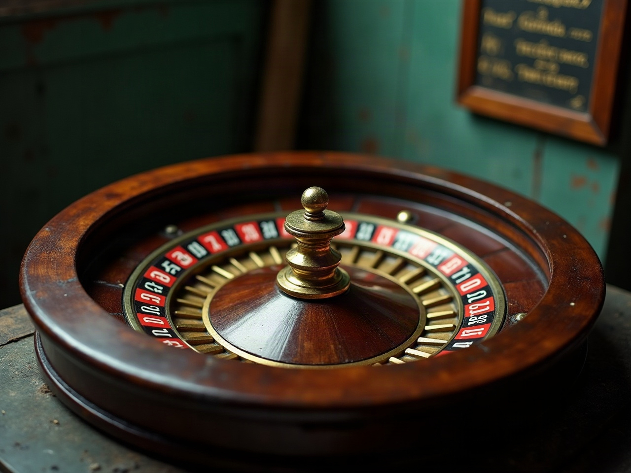 Cuenco de ruleta desmontado sobre un banco de mantenimiento